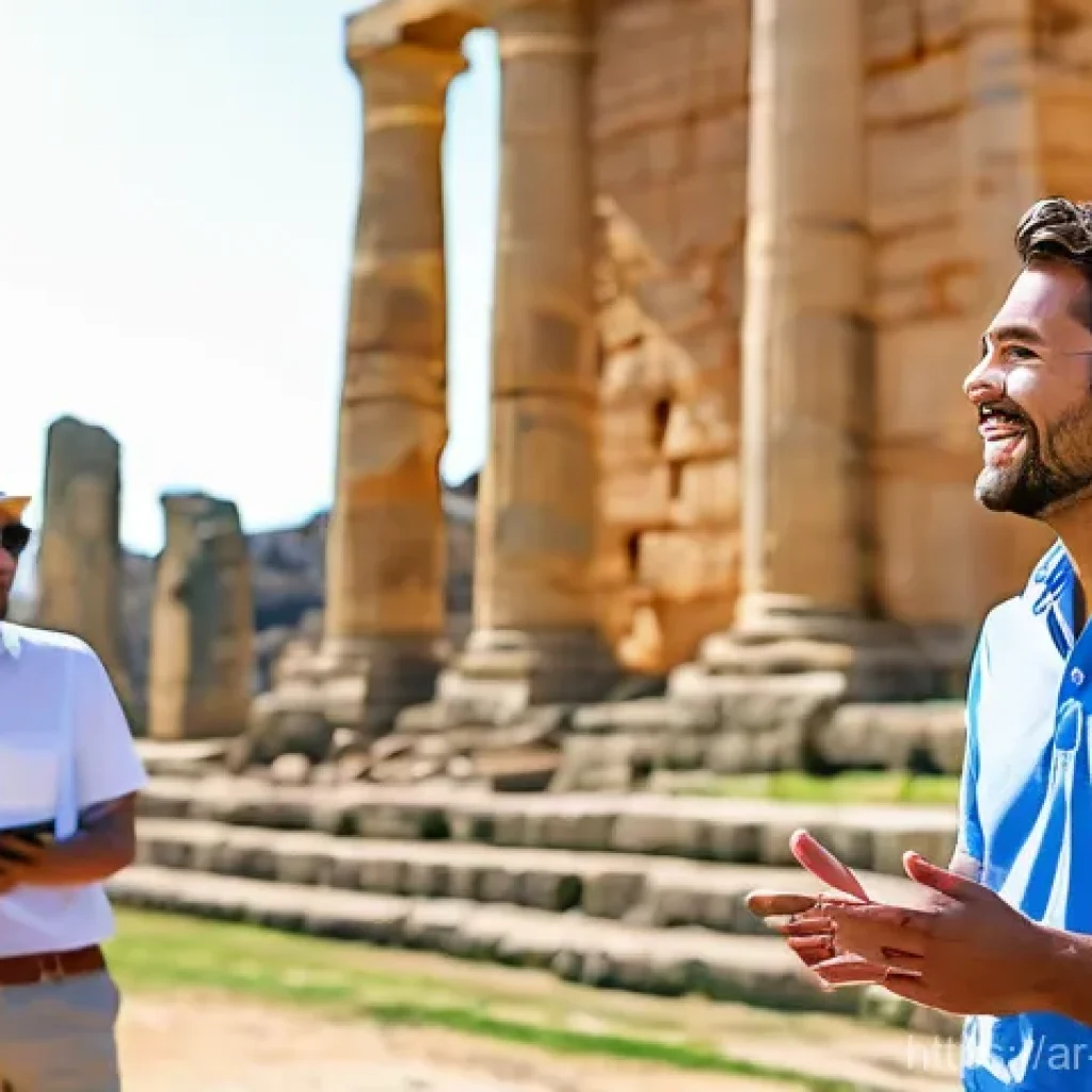 관광통역안내사 시험 출제 경향 분석 - **A highly engaging and charismatic male tour guide in his early 30s, dressed in a clean, smart-casu...