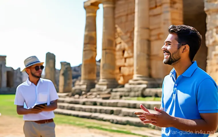 관광통역안내사 시험 출제 경향 분석 - **A highly engaging and charismatic male tour guide in his early 30s, dressed in a clean, smart-casu...