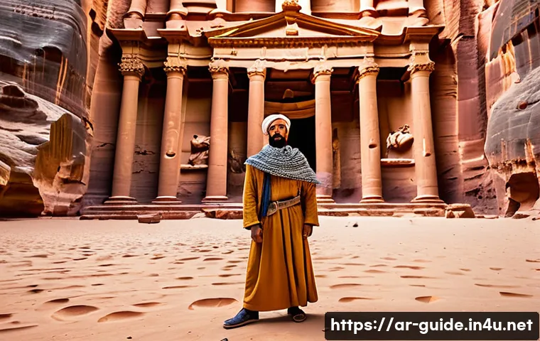 관광통역안내사 직업 윤리와 역할 - **Prompt:** A charismatic Arab male tourist guide, in his mid-30s, wearing a clean, modern thobe and...